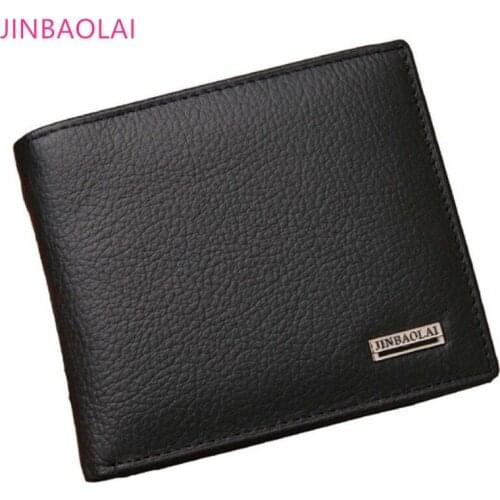 JINBAOLAI Short Genuine Leather Men Wallets Fashion Coin Pocket Card Holder Men Purse Simple Brand High Quality Male Wallets