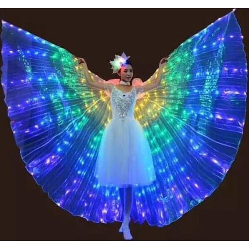 Colourful led isis wings kids child girls women Wings with Adjustable Sticks for LED light up Belly dance dresses