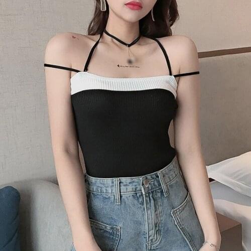 2020 Summer Knitted Camisole Fashion Fresh Hit Color Vest Crop Top Camis Women Sexy Tank Top