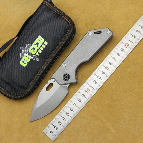 Green Thorn 75AR D2 blade titanium alloy handle utility camping outdoor survival fruit pocket kitchen practical knife EDC tool