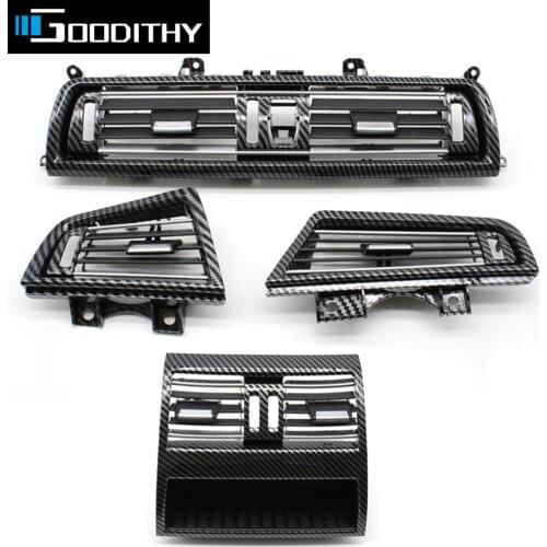 LHD Left Hand Drive Carbon Fiber Full Chrome Air Conditioning AC Vent Grille Outlet Cover For BMW 5 Series F10 520 521 523 525