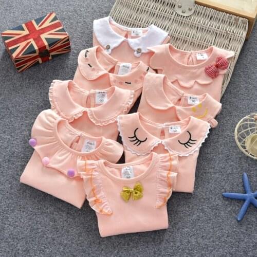 Baby girl small shirt pure cotton baby colla