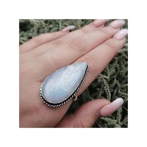 Fashion Woman Ring Elegant Sparkling Water Drop Shape Lace Jewelry Wedding Engagement Party Ring Anniversary Birthday Gift