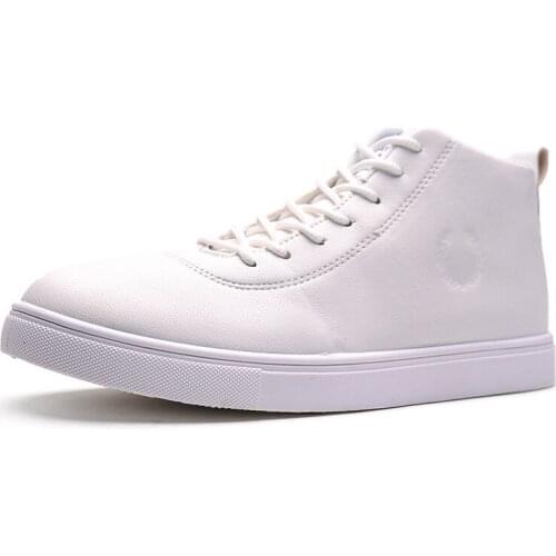 2021 New Summer Solid Color Mens Shoes High-Top White Shoes Simple Pure White Board Shoes Mens Running Shoes Platform Sneakers