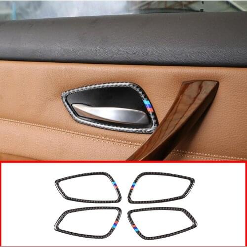 Soft Carbon Fiber Car Interior Door Handle Frame Stickers Trim For BMW 3 Series E90 2005-2012