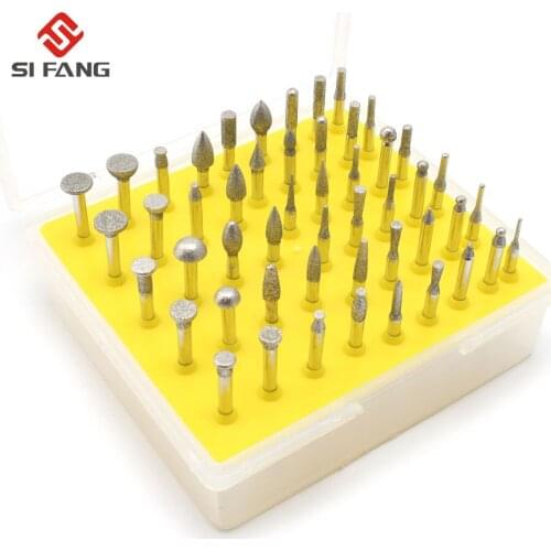 50Pcs 3mm Shank Diamond Coated Rotary Burrs Set For Rotary Tool Access Mix