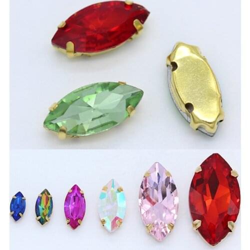 All-size Navette/Horse eye 24-color sewing glass stone sew on crystal rhinestone/diamante/Montees/jewels/beads garment accessory