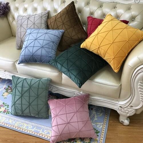 Suede Cushion cover Case Modern Decorative Plaid Throw Pillow Covers 45*45cm