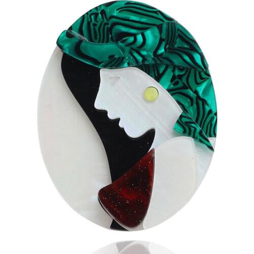 New Punk Personality Acrylic White Oval Lody Figure Brooch For Women Cute Lapel Pins Badges Brooches Fashion Party Jewelry Gifts