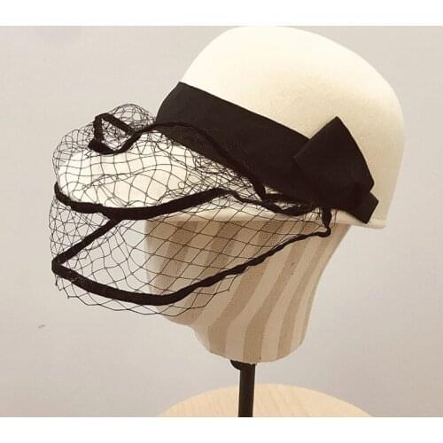 New White Black Wool Visor Cap Fashion Veil Netting Women Hat Adjustable Kentucky Derby Sun Hat Ourdoor Baseball Cap Equestrian