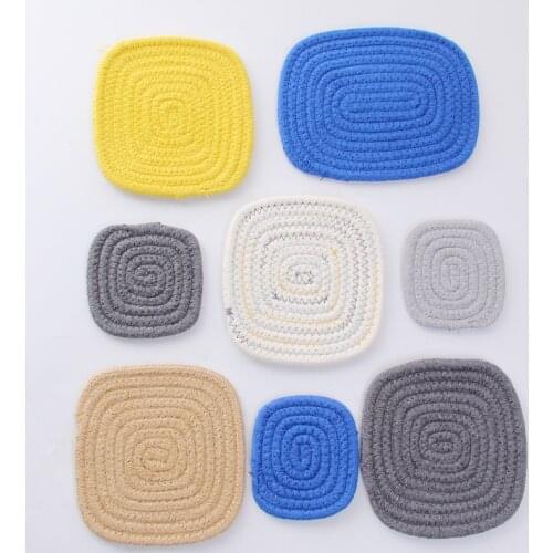 Hand Woven Cotton Rope Placemat Kitchen Dining Table Mats Non Slip Tableware Drink Coasters Pot Holder Insulation Pad Home Decor