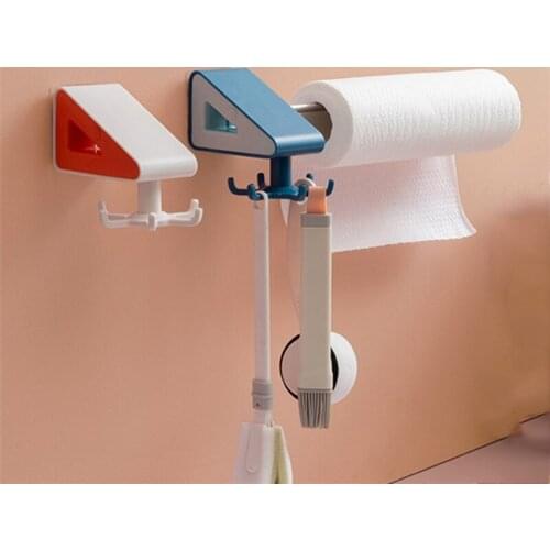 Kitchen Shelves Free Punch 360ºRotating Hook Hanger Spatula Spoon Kitchenware Wall-Mounted Storage Rack