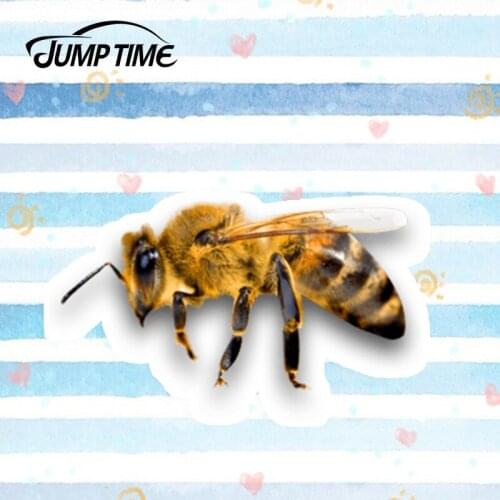 Jump Time 13cm x 8cm Bee Vinyl Decal Laptop Travel Luggage Funny Car Sticker Bumper Helmet Waterproof 3D Car Styling Accessories