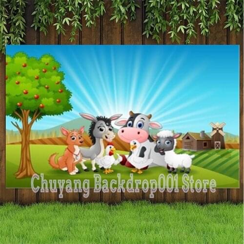 Photo Studio Props Photography Backdrop Animals Farm Relax In The Morning Vinyl Background Kids Birthday Party Decoration