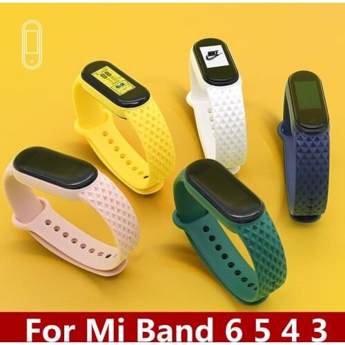 For Mi Band 6 5 4 3 Strap Silicone Rhombus Bracelet Wristbands For Xiaomi Band MI5 Band Mi6 Strap 2021 New Soft Wrist Bracelet