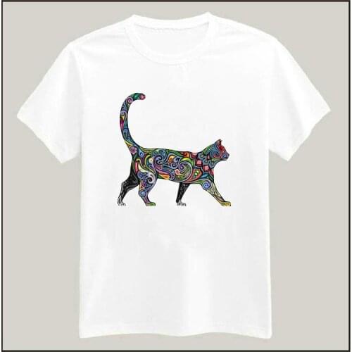 FLORAL Cat Print Women Tshirt Hipster Casual Cotton Harajuku For Funny Top Tee Whtie Black Plus Size Drop Ship HH305-104