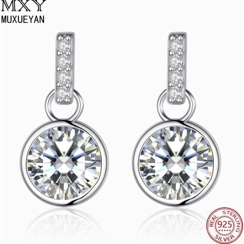 5mm Round Mini Drop Earrings for women Luxury Crystal 925 Sterling Silver fine Jewelry gifts zircon ZC 2021 trendy MUXUEYAN