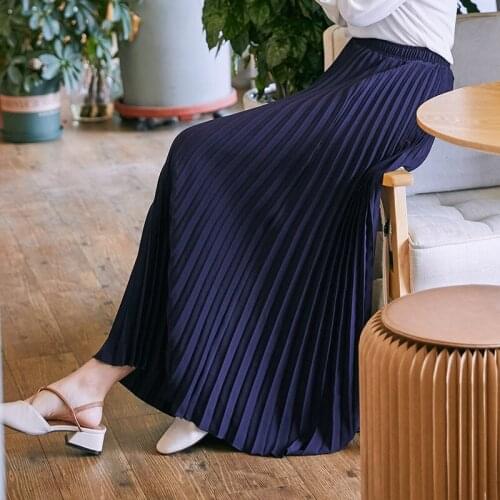 15 Colors High Waist Chiffon Pleated Skirt Plus Size Casual Clothing 2020 New Spring Autumn Korean Long Skirt Elegant Saia f2905