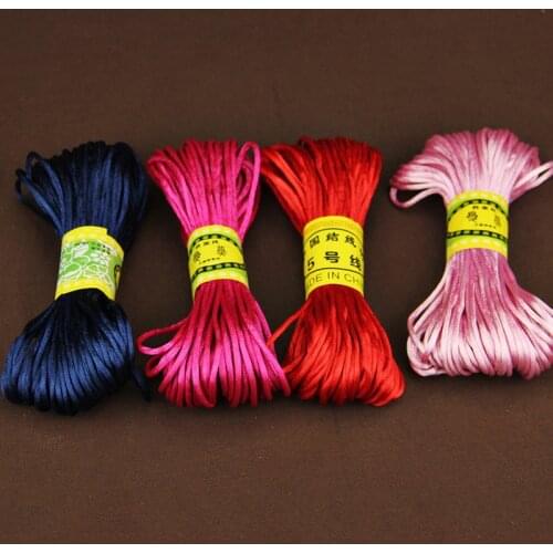 Chinese Knotting Silky Macrame Cord Braided Macrame Silk Satin Cord Rope DIY String Thread Nylon Mix Color 20 meters/roll