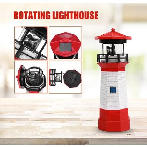 Solar Powered Lighthouse LED Rotating Lighthouse Garden Light Lawn Lamp Decorative Patio Decorative Light for Outdoor XHC88