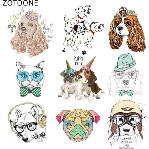 ZOTOONE Iron on Animal Patch Cute Dog Stickers Print on Transfers for Clothes T-shirt Accessory Applique DIY Heat Transfer G