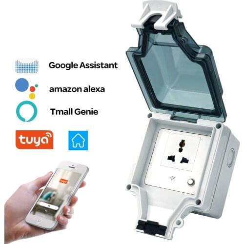 Tuya WiFi Smart waterproof socket timer switch suitable for smart home compatible with Alexa and Google Home Assistant