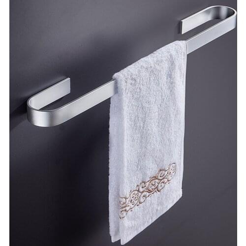 Punch-free 25-45cm towel rack space aluminum towel bar bathroom storage rack towel rail black towel bar bathroom accessories