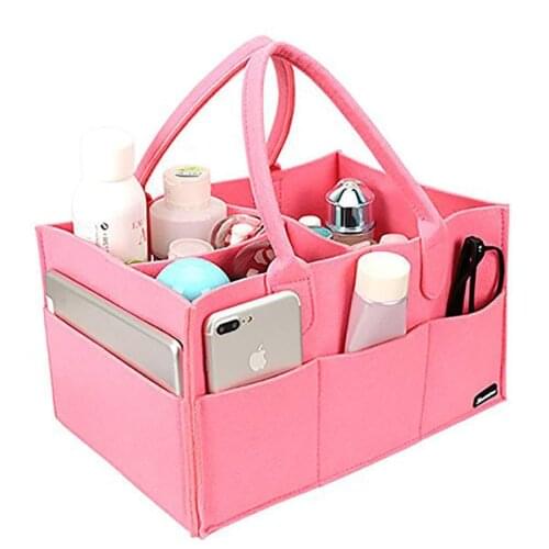 Thick Felt Storage Bag For Girls Women Mommy Home Cosmetics Baby Diapers Storage Travel Portable Light