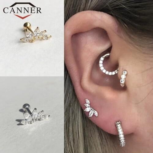 CANNER 1 Pair Luxury Crown 925 sterling silver Stud earrings for Women Earings ear bone Piercing Earrings Jewelry pendientes