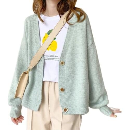 Y2k Women Cardigans Winter Cashmere White Sweater Oversized Chic Tops Korean Fashion Sweaters Knitted Cardigan 2021