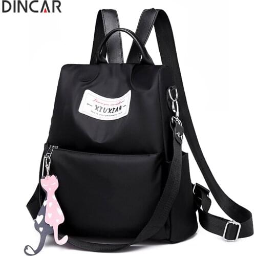 DINCAR Women Backpack Youth Cat Tassel Backpacks For Teenage Girls Female School Bag Waterproof Bagpack Shoulder Bag Mochila Sac