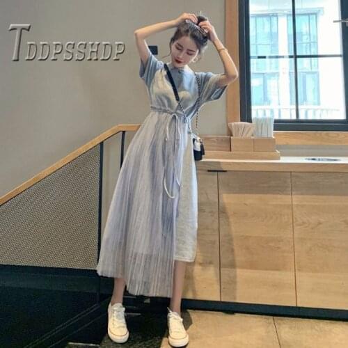2019 Summer Patchwork Women Dress Short Sleeve Long Style Female Dresses