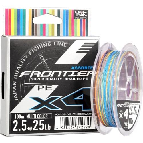2020 YGK FRONTIER X4 Braided Fishing Line 100M Super Strong Multifilament PE Line 4 Strands Japan 8LB 15LB 20LB 30LB