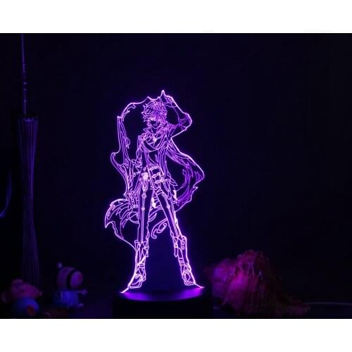 3D Tartaglia Figure Genshin Impact Light Led Night Lamp Game Lights for Bedroom Decor Lighting Bedside Lamps Kids Gift