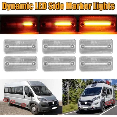 6Pcs Car Dynamic LED Side Marker Light Turn Signal Light for Iveco Fiat Ducato Citroen Relay Peugeot Boxer Renault VOLVO