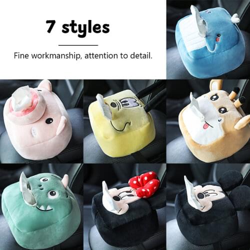 Creative Tissue Box Soft Cartoon Paper Napkin Case Cute Animals Car Paper Boxes Lovely Napkin Holder for Car Seat