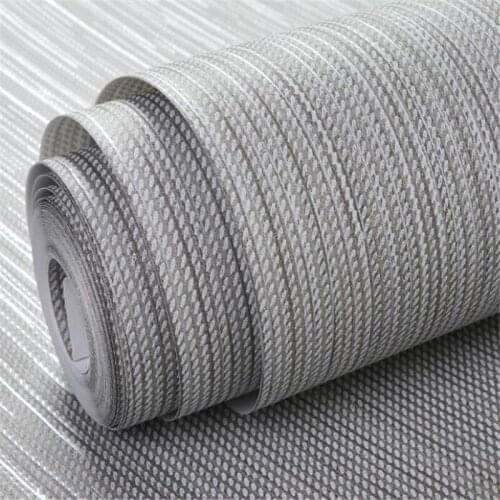 Beibehang modern minimalist gray pure plain linen striped wallpaper Nordic style bedroom living room background wall decoration