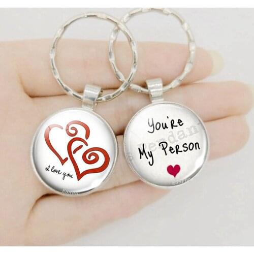 " You're My Person " Letters Keychain Glass Cabochon Couple Keychain Couple Jewelry Gift for Valentines Day Anniversary