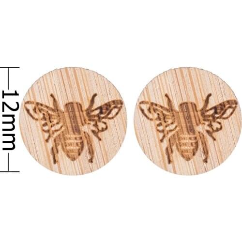 Daisies Cute Bee Honey Shape Wooden Stud Insects Animal Earrings For Women Men Jewelry Couple Bijoux Femme Birthday Party Gift