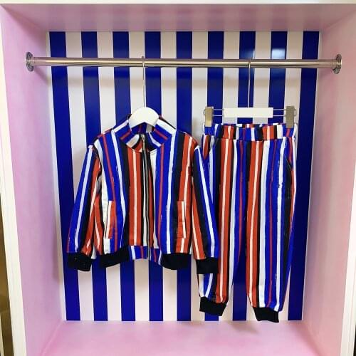 Designer Childrens Clothing Boys Sets Fashion Striped Winter Zipper Cardigan Coat Top+Pants 2pcs Autumn Sportswear Kids Clothes