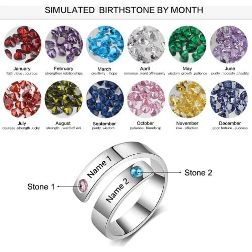 DOREMI New personal ring custom Name with Birthstone Ring Personalized Open Engravement Ring gift