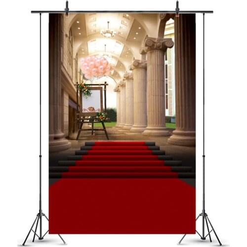 Photography Backdrop Red Carpet Stairs Beauty and the Beast Party Decorations Opera Castle Light Palace Photo Background Studio