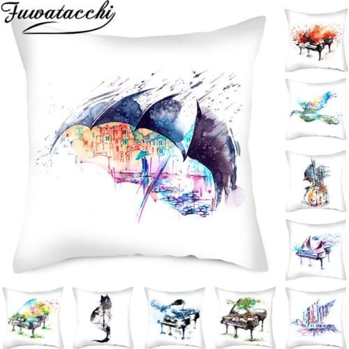 Fuwatacchi Abstract Oil Painting Piano Pillow Case Horse Animal Photo Cushion Cover for Home Sofa Chair Decorative Pillow Covers