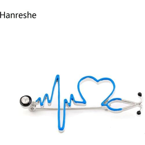 Hanreshe Medicine Stethoscope Heart-shaped Enamel Brooch Pins Medical Lapel Backpack Badge Jewelry Accessories for Doctor Nurse