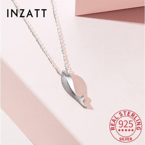 INZATT Real 925 Sterling Silver Animal Whale Pendant Choker Necklace For Women Fine Jewelry Cute Accessories Drop Shipping