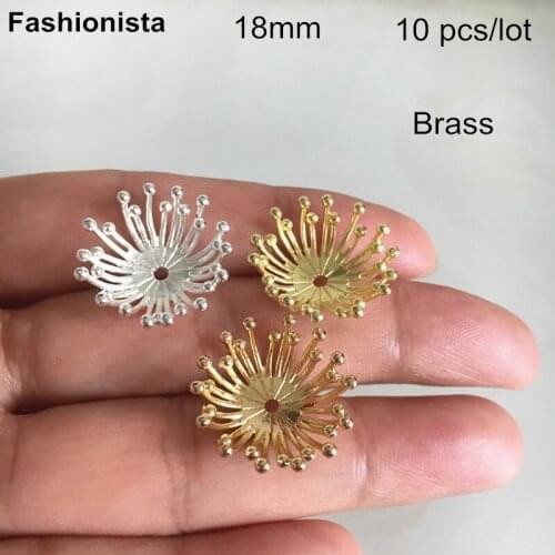 10 pcs-18mm Brass Bead Caps,Gold-color,Silver-color,Raw Brass Casted Bowl Shape Bead Caps For Jewelry Making,DIY Crafts Findings