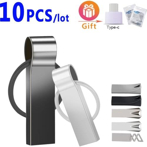 10pcs/lot Pendrive 128gb 64gb 32gb 16gb Metal USB Flash Drive 32 64 128 16GB Pen Drive2.0 USB Stick Disk on Key Memory free logo