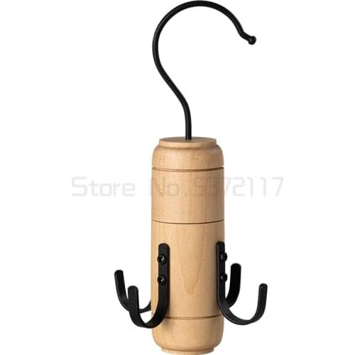 Solid wood multi-functional coat hook no hole door hook silk scarf storage rack key belt tie storage artifact