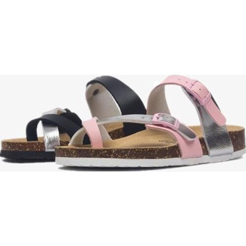 COSMAGIC Fashion Outside Buckle Cork Slipper 2021 New Women Summer Mixed Color Casual Beach Slip on Flip Flops Slides Shoe