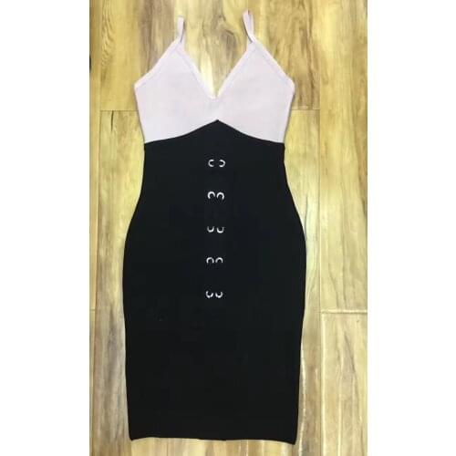 2017 new strap women fashion sexy attractive cute elegant patchwork evening bandage Dresses